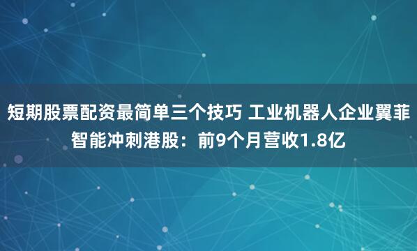 短期股票配资最简单三个技巧 工业机器人企业翼菲智能冲刺港股：前9个月营收1.8亿