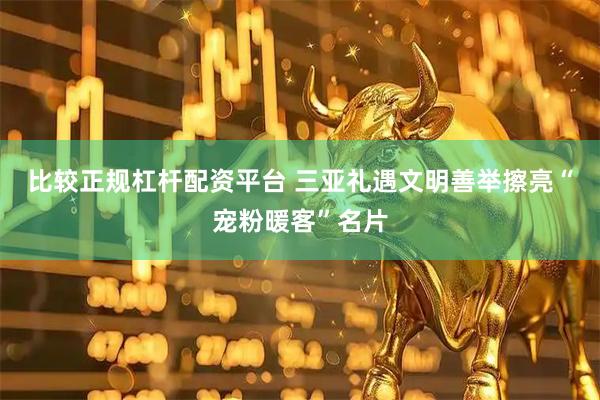 比较正规杠杆配资平台 三亚礼遇文明善举擦亮“宠粉暖客”名片